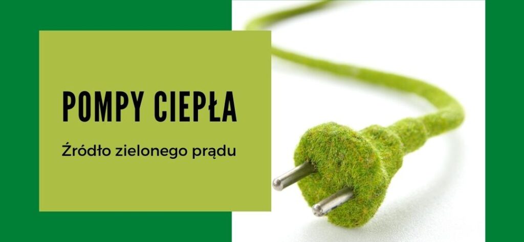 Nowoczesna pompa ciepła w Twoim domu 1 pompy ciepła jako źródło zielonego prądu, wtyczka pokryta zielonym mchem