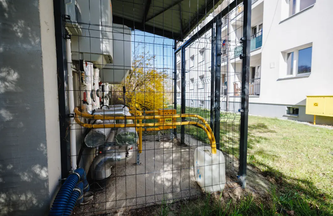 Kotłownia gazowa na zewnątrz budynku w Sośnicowicach realizacja firmy Glimar Gliwice